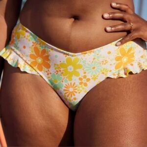 Aerie Floral Bikini Bottom with Ruffles